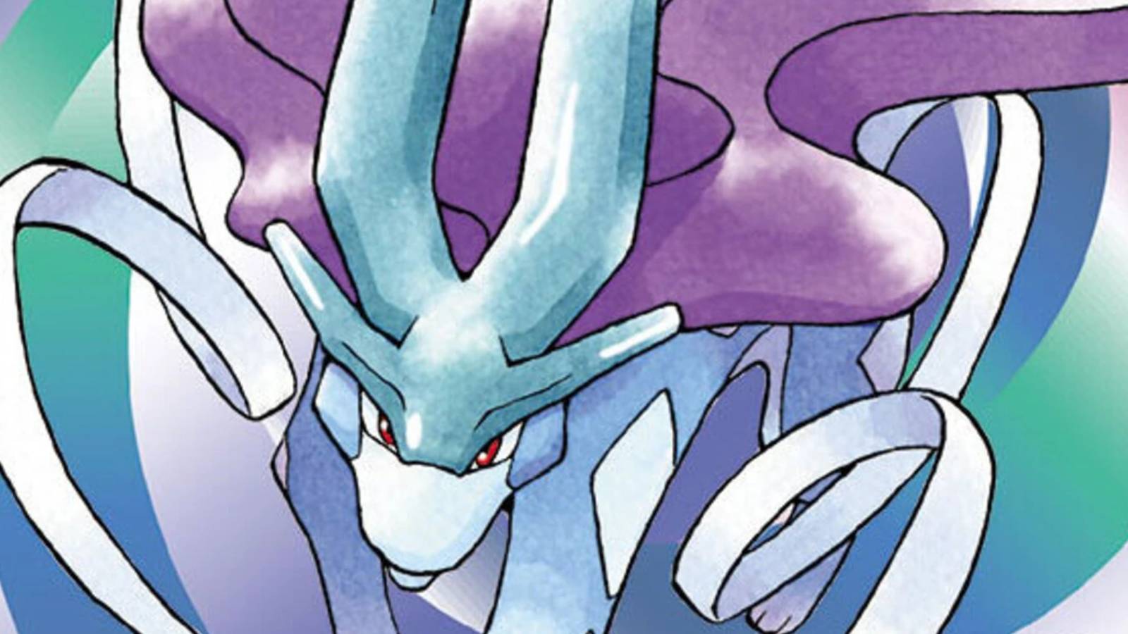 Pokémon Crystal Cover Art featuring Suicune running across a forest landscape