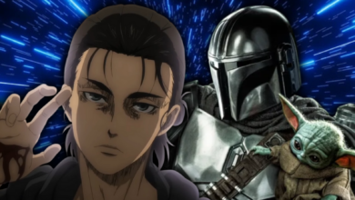 Hajime Isayama Crea un Impactante Póster para la Nueva Película de Star Wars con El Mandaloriano y Grogu