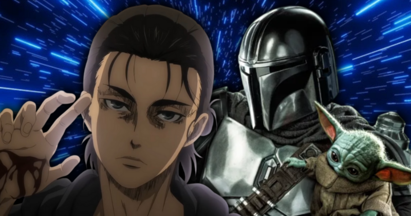 Hajime Isayama Crea un Impactante Póster para la Nueva Película de Star Wars con El Mandaloriano y Grogu