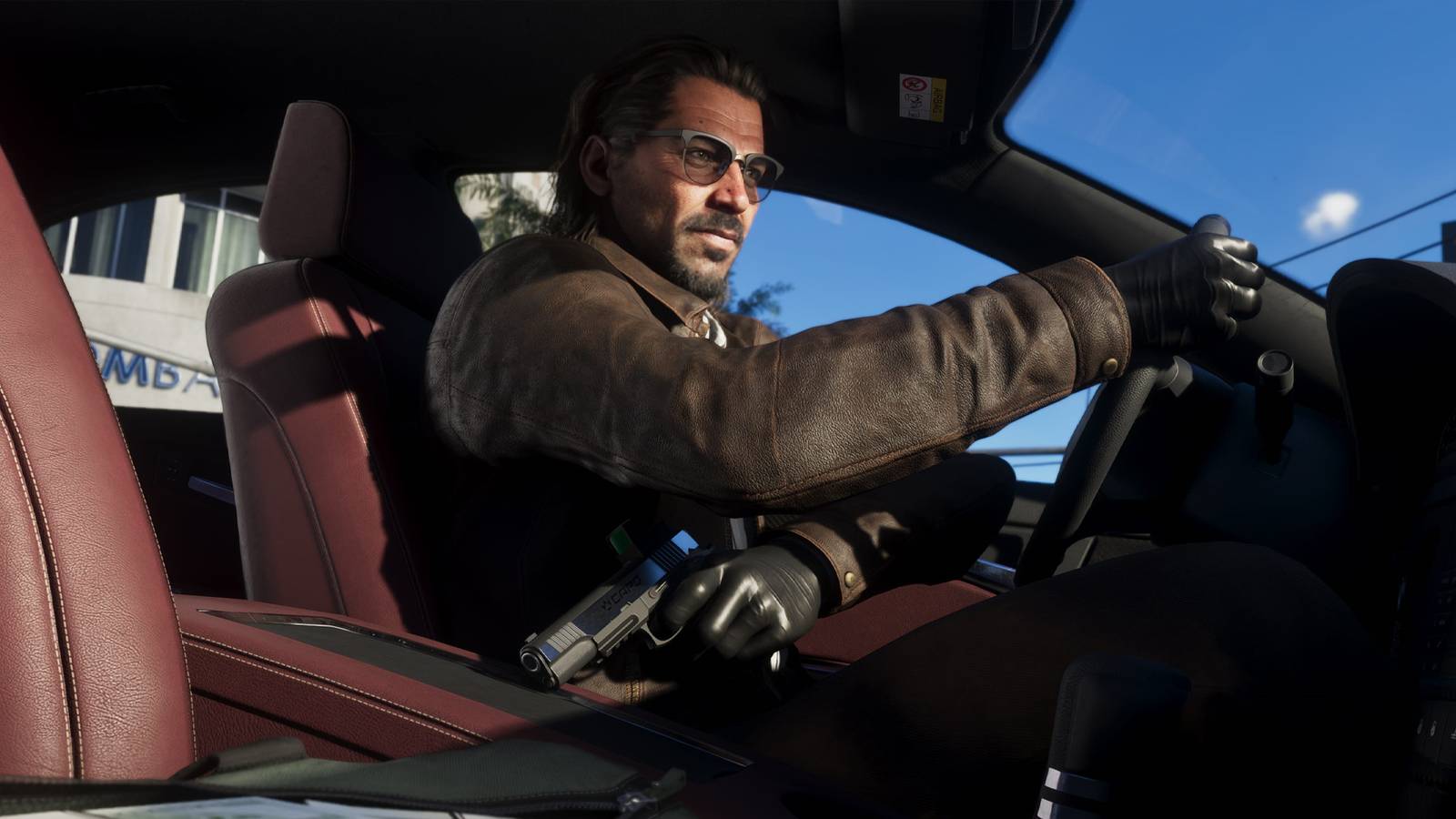 Escena de conducción en GTA 6 mostrando un detalle de la inteligencia artificial