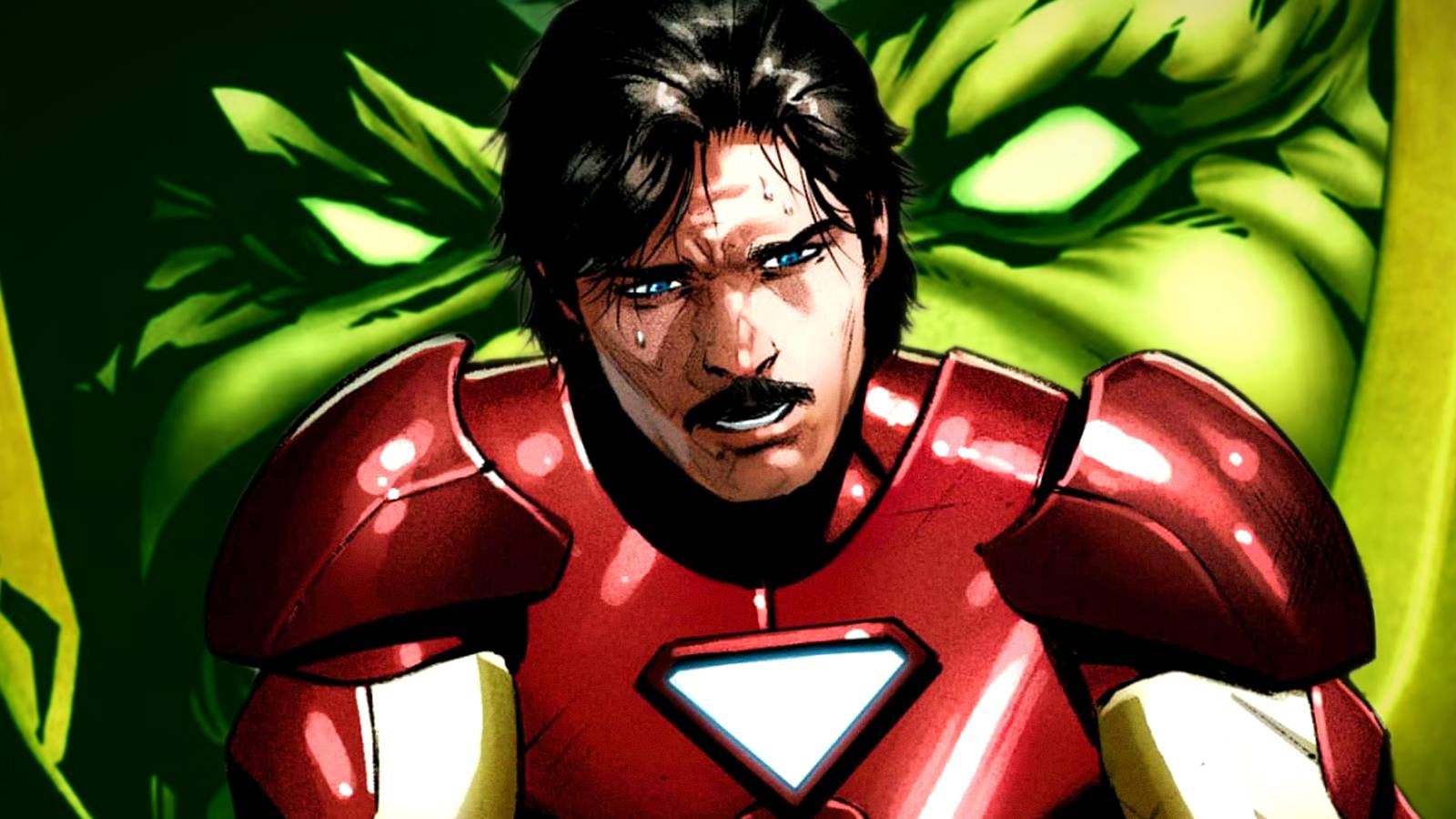 Tony Stark con armadura Iron Man frente a MODOK