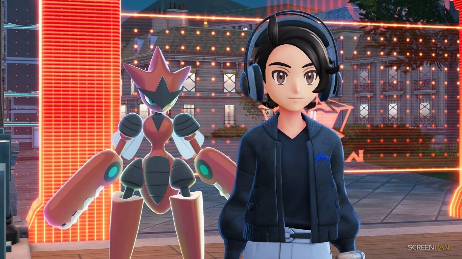 Mega Scizor y entrenador en Pokémon Legends Z-A