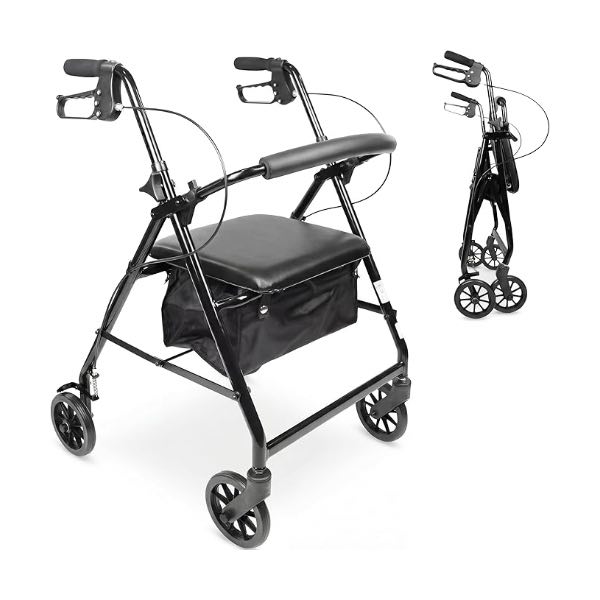 Andador con freno y asiento abatible