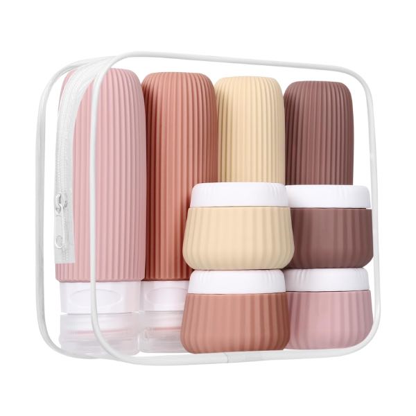 Kit de 8 Botellas de viaje para artículos de tocador