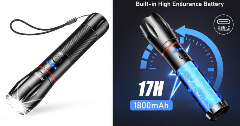 Linterna LED Blukar recargable con zoom y 5 modos por sólo 10,57€ con un 41% de descuento