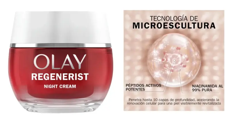 Olay Regenerist Crema Facial Antiedad Noche con Niacinamida y Péptidos al 50% de descuento