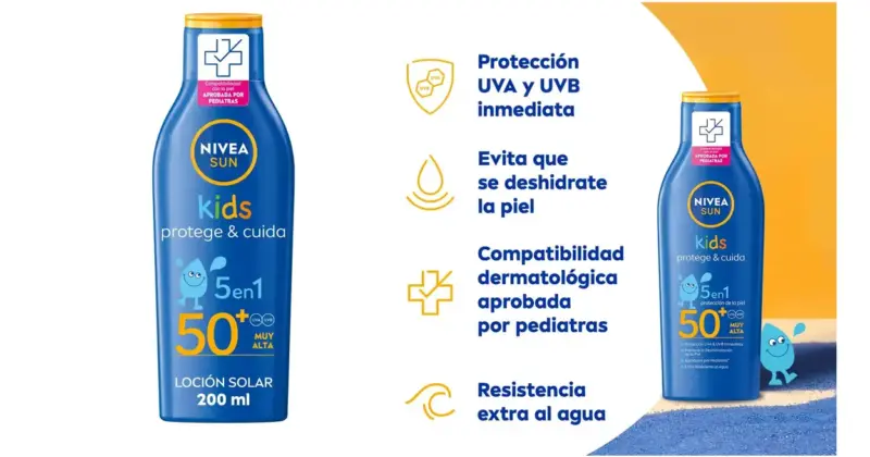 Leche solar NIVEA SUN Kids FP50+ con 24% de descuento: protección y cuidado para la piel de los más pequeños a solo 10,95€