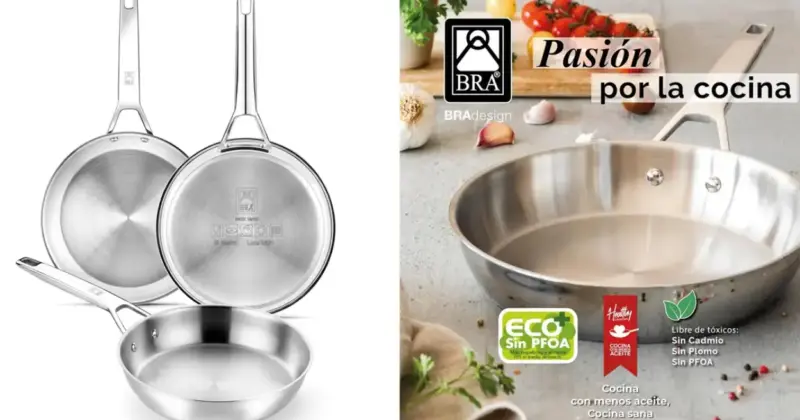 Set de 3 sartenes BRA Signature en acero inoxidable con 33% de descuento