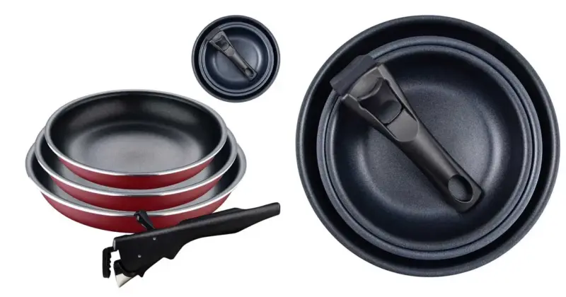 Juego de 3 sartenes Bergner Click&Cook Red Edition con mango extraíble por 18,35 € y 20% de descuento