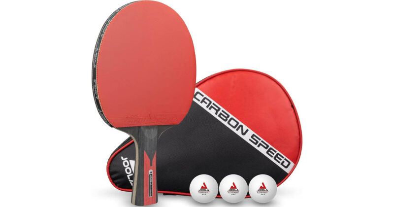 Raqueta JOOLA Carbon para Ping Pong con 40% de descuento y set completo con pelotas y funda
