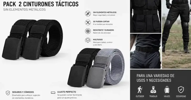 Pack de 2 cinturones tácticos de nylon Aomig para hombre: Practicidad y comodidad desde 5,99 € con 14% de descuento