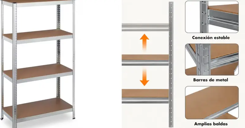 Estantería metálica modular de 4 niveles para cargas pesadas con gran descuento