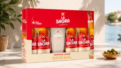 Pack de 4 cervezas La Sagra Lager 330 ml con vaso de ½ pinta por 4,79 € con 25% de descuento en Amazon