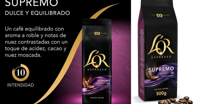 Café en grano L'Or Espresso Supremo: Intensidad y frescura con un 26% de descuento en Amazon