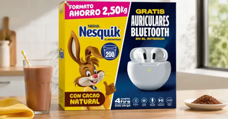 Nesquik Cacao soluble 2,5 kg con auriculares Bluetooth y precio imbatible