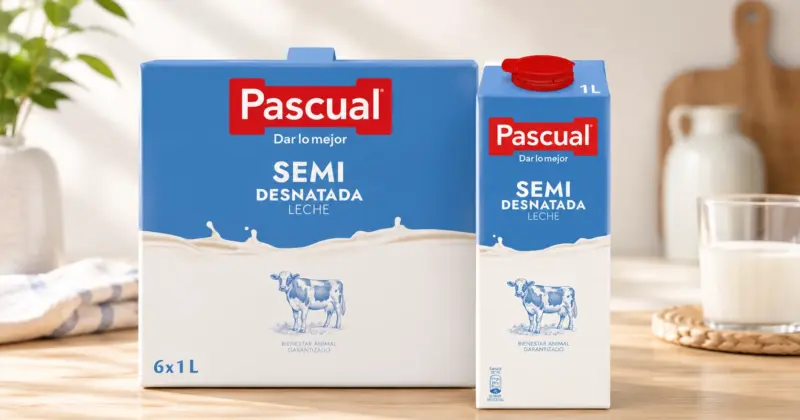 Pack 6x1L Leche Pascual Semidesnatada con 21% de descuento, ideal para familias