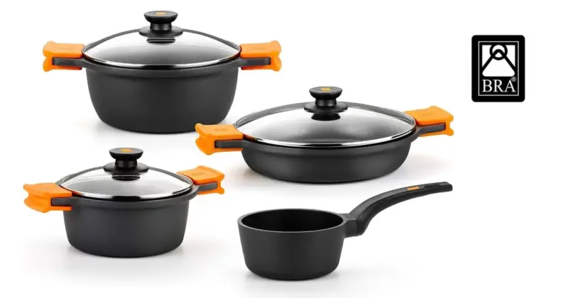 Batería de cocina BRA Efficient 7 piezas con recubrimiento antiadherente y fondo para inducción a precio rebajado