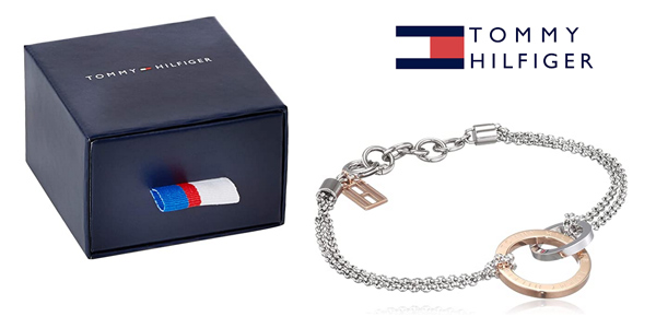 Pulsera femenina Tommy Hilfiger en acero inoxidable con adornos de oro rosa a precio rebajado