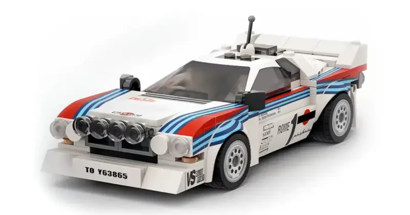 Set de construcción Lancia Rally 037 estilo LEGO con diseño clásico y precio irresistible