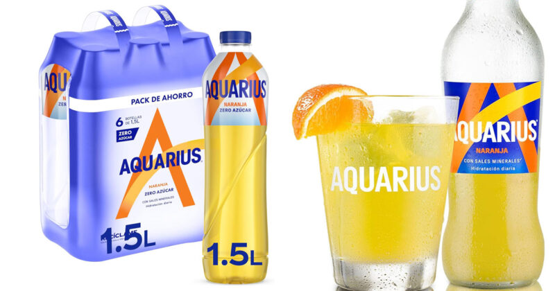 Pack de 6 botellas de Aquarius Naranja Zero Azúcar: refresco sin calorías a solo 8,82 € con 32% de descuento