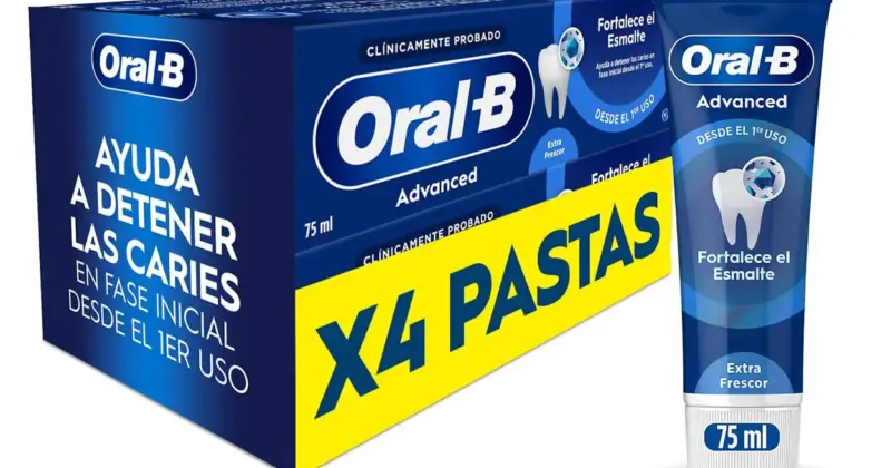 Pack x4 Dentífricos Oral-B Advanced 75 ml con tecnología anticaries y esmalte reforzado a 9,99 €
