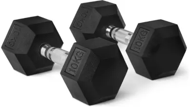 Set de 2 mancuernas Amazon Basics de 10 kg con diseño hexagonal a precio imbatible