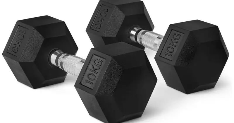 Set de 2 mancuernas Amazon Basics de 10 kg con diseño hexagonal a precio imbatible