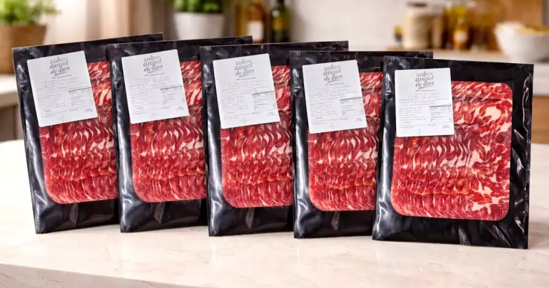 Pétalos de jamón ibérico Ángel de Dios en sobres individuales: calidad gourmet con un 38% de descuento