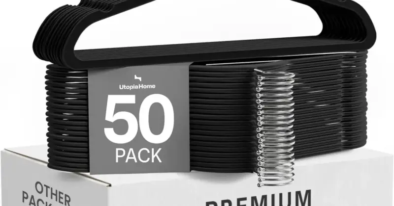 Pack 50 Perchas Utopia Home de Terciopelo: Organización y Antideslizante con 42% de Descuento por 15,19 €