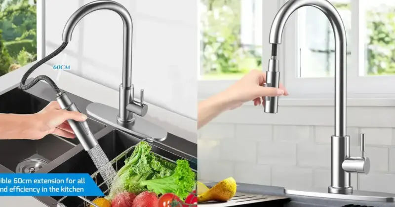 Grifo de cocina NIKYJM extraíble por 31,76 € con un 37% de descuento y envío gratis