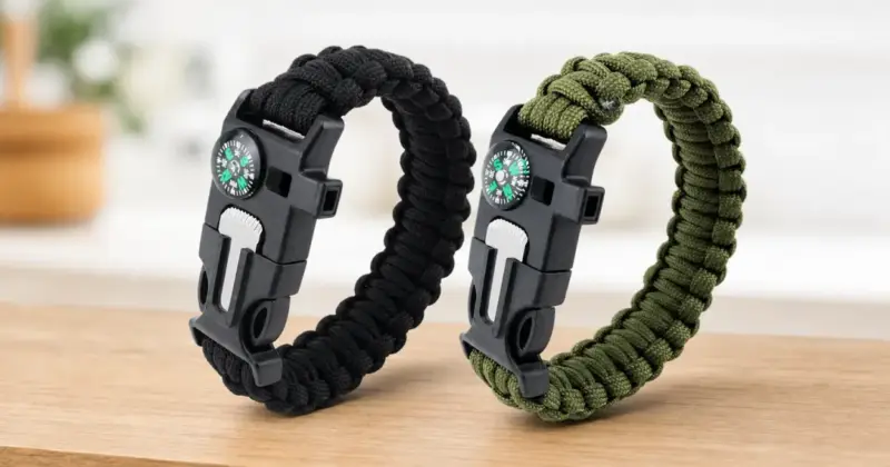 Pack de 2 Pulseras de Supervivencia Abda con Brújula, Silbato y Pedernal por 6,16 € con 20% de Descuento
