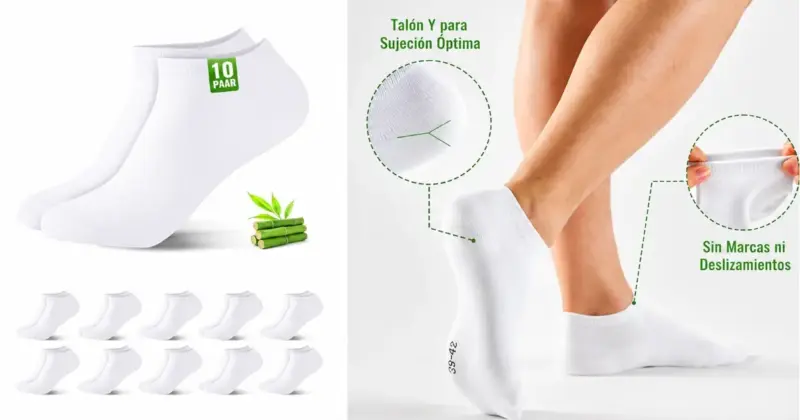 Pack de 10 pares de calcetines tobilleros Effeet de bambú: frescura y confort por solo 12,19 € con 36% de descuento