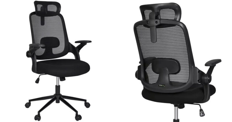 Silla de oficina ergonómica con reposacabezas y soporte lumbar por sólo 41,64 € con 48% de descuento