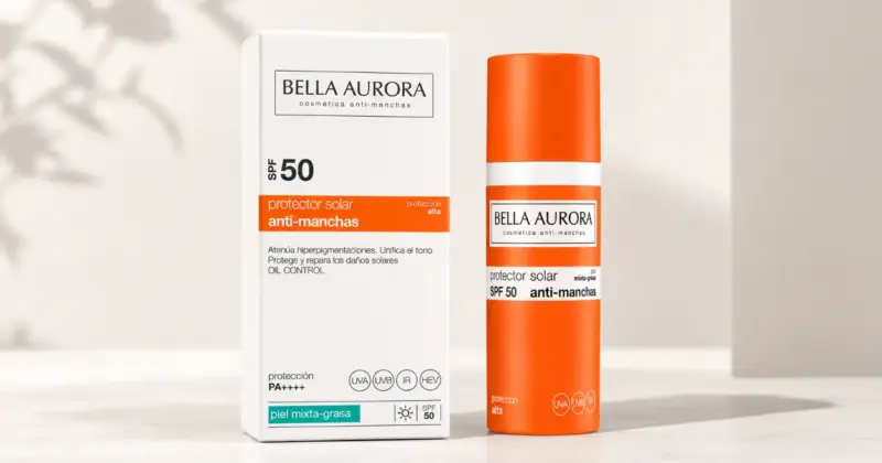 Protector Solar Bella Aurora SPF 50+ Antimanchas con 31% de Descuento, Ideal para Piel Mixta y Grasa