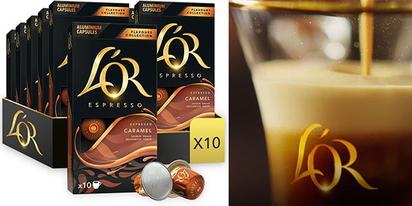 Pack de 100 cápsulas L'Or Espresso Caramelo compatible con Nespresso, sabor intenso y precio con 28% de descuento
