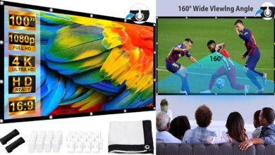 Pantalla portátil Leorfi de 100" para proyector con 4K y ángulo ultra ancho a solo 16,14 €