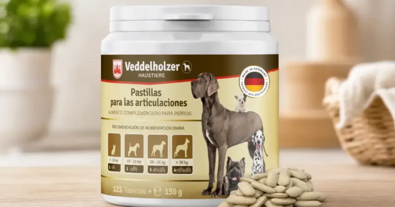 Comprimidos para articulaciones de perros Veddelholzer con glucosamina y colágeno al 28% de descuento