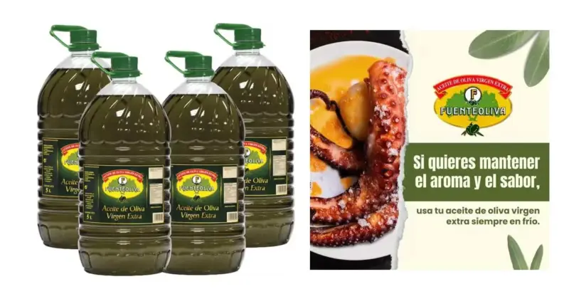 Oferta del pack de 20 litros de Aceite de Oliva Virgen Extra Fuenteoliva por 77,20 € con un 50% de descuento