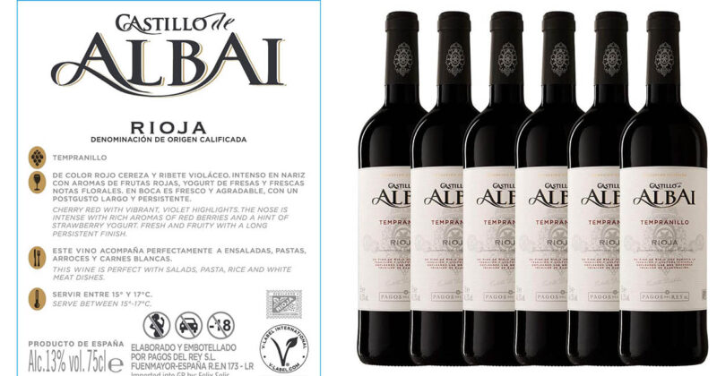 6 Botellas de Vino Tinto Castillo De Albai D.O.C. Rioja por 17,39€ con 19% de Descuento