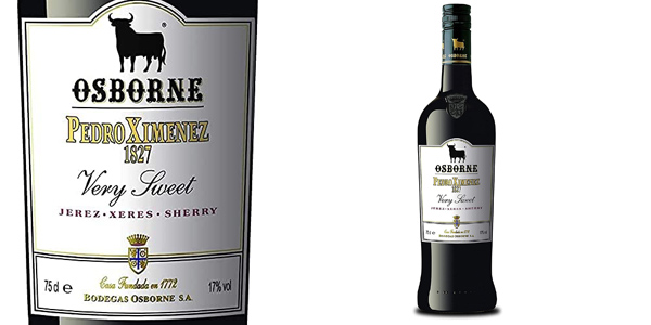 Vino DO Jerez Osborne Premium Pedro Ximenez 1827 con un 31% de descuento, sólo 10,36 € en Amazon