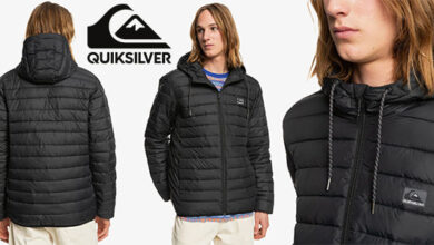 Chaqueta acolchada Quiksilver Scaly para hombre con gran descuento y capucha práctica