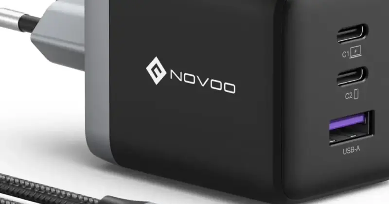 Cargador Novoo USB-C de 100W GaN III con 3 Puertos y Cable incluido por 24,02 € con 17% de descuento