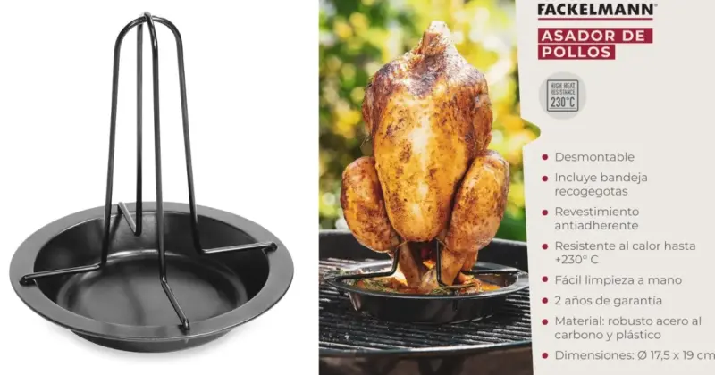Soporte Fackelmann para asar pollo y pavo: asados más jugosos y uniformes por 5€ con descuento