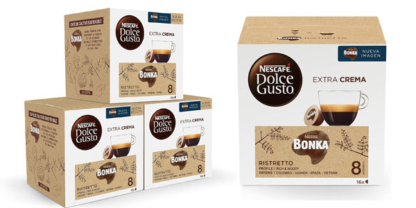 Pack 48 cápsulas Nescafé Ristretto Bonka Dolce Gusto con intenso sabor a solo 12,27 €