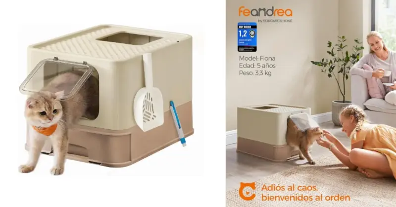 Arenero Feandrea para gatos grandes con sistema antifiltración y bandeja deslizante: 34% de descuento a 32,99 €