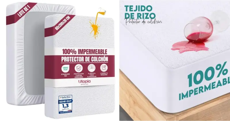 Protector de colchón Utopia Bedding impermeable y transpirable con certificado Oeko-Tex por solo 10,57 €
