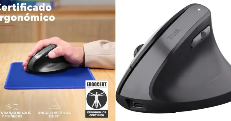 Ratón vertical Trust Yuno: ergonomía y comodidad inalámbrica por menos de 20€