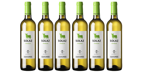 Pack x6 Botellas de Vino Solaz Blanco 100% Verdejo: Frescura y Sabor con un 18% de Descuento en Amazon
