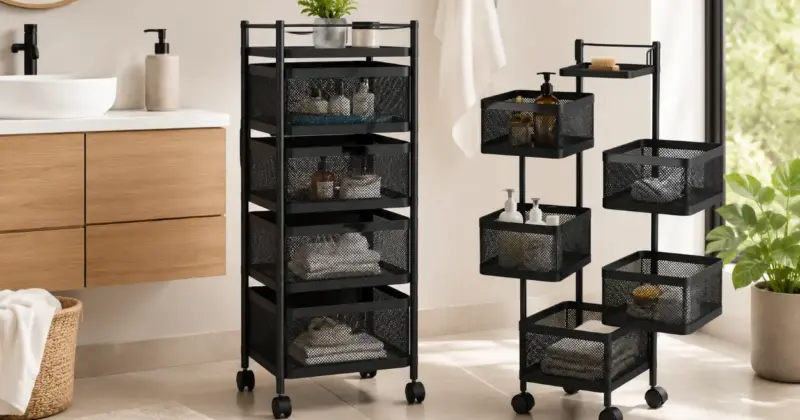 Carro auxiliar metálico plegable con ruedas y cestas grandes por 32,58 € con envío incluido