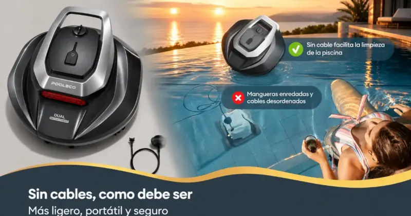 Robot limpiafondos inalámbrico Pooleco para piscinas: limpieza eficiente y sin cables por 149,99 € con un 38% de descuento